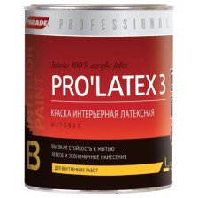 Краска латексная PRO'LATEX E3 матовая база С (0,9л) Parade