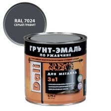 Грунт-эмаль по ржавчине гладкая серый графит RAL 7024 (0,75л) Dali