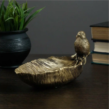 Подставка конфетница "Птичка на перышке" золото 25х10х10см, 4241529