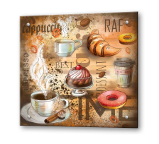Экран кухонный "Кофе брейк" 600х600х4мм (стекло закал)
