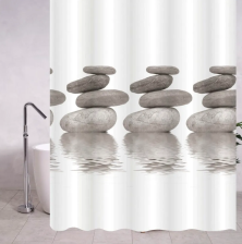 Штора для ванной комнаты 180х180см САНАКС PEVA БОЛЬШИЕ КАМНИ с кольцами 06-01