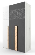 Шкаф 3-х створчатый Ньютон грэй 1350х600х2100 Дуб Эльза/ темно серый лофт/ белый лофт