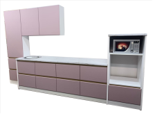 Кухня Элви, фасады МДФ фрезерованные в пленке Пудра шафран, профиль Gola, длина 3,65м