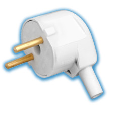 Вилка В6-241 6А 250В угловая универсальная белая с кембриком