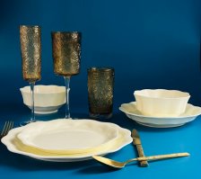 Сервиз обеденный 24 пр LENARDI ЭКРЮ костяной фарфор 555-125