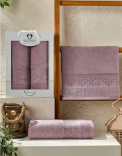 Набор полотенец махровых 2 шт 50х90 + 70х140 Kasmir баклажан Two Dolphins