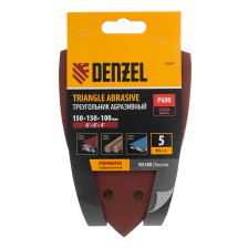 Лист шлифовальный дельтавидный 150x150x100мм P600 11 отв липучка 5шт Denzel 738697