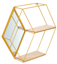 Полка-зеркало "Ромб" цвет золото, 46х10х40см QWERTY