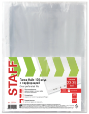 Файлы перфорированные 100 шт А4 0,02 мм Staff 227374