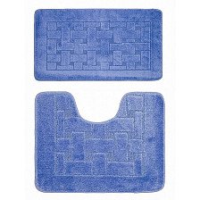 Комплект ковриков для ванной комнаты BANYOLIN CLASSIC 2 шт 60х100/50х60см 11мм (темно-голубой) 
