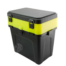 Ящик зимний пластиковый 38х36х24, 18л, с мягк сиденьем, 4+4 отдел для приманок, цв черн-желт 311984