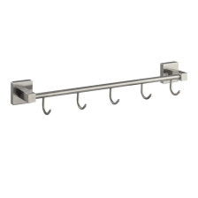 Вешалка 5 крючков GFmark прямая, основание квадрат, нерж сталь/сатин 87206