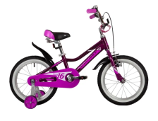 Велосипед NOVATRACK 16" NOVARA алюминий, фиолетовый, передний ручной, задний ножной тормоз, короткие крылья, полная защита цепи
