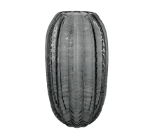 Ваза стеклянная Плиссе h28см, графит