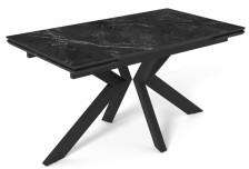 Стол "Кентукки 3" 1400х800 (300+300) Керамика Черный мрамор/черный кварц/черный