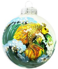 Украшение новогоднее Шар 8см Золотая рыбка КУ-80-244053