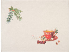 Полотенце полулен рис 1221 цв 1 Новогодний ужин 45х60 Орша