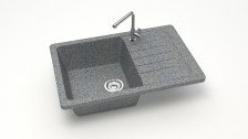 Мойка 740х490 искусственный камень темно-серый 16/Q8