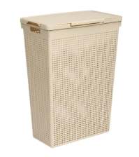 Корзина для белья 50л Лофт узкая с крышкой латте 5650020