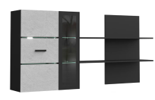 Шкаф навесной с полкой Николь Пластер Бьянко/Черный 2000х980х346мм