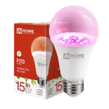 Лампа светодиодная Е27 15W A60 для растений (спектр для рассады и цветения) In HOME