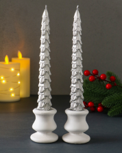 Набор Новогодних свечей Ель 1,9х20см серебро 10877588