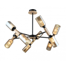 Люстра IM MD 5495-10-S-BK+WOOD H500 D700 10х60W E27