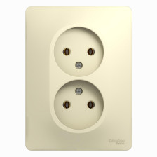Розетка 2-м скрытой установки без заземления Glossa GSL000220 бежевая