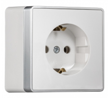 Розетка 1-м открытой установки с заземлением SBE-07w-16-S1-Z белый