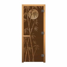 Дверь для сауны стекло (1,9х0,7) бронза матовая  Бамбук 8мм, правая
