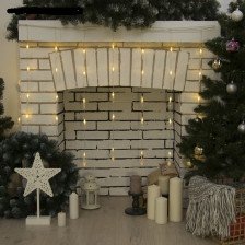 Гирлянда "Занавес капли" УМС вилка Ш:2,5 м, В:0,65 м Нить 8 режимов LED-50-220V теплый белый 3612412