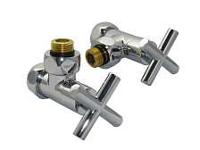 Кран угловой для полотенцесушителя 1/2"х1" г/г (маховик крест) STWHV112cross