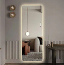 Зеркало (в80xш60) Энея LED 4000К сенсорная кнопка и часы (АУРАМИРА, Россия)