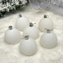 Набор украшений новогодних Шар 6см 6шт Нежный бархат белый 201-4529