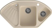 Мойка 1040х570 угловая искусственный камень (328) бежевый GF-C1040E(F-14К)