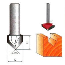 Фреза пазовая V-образная 135° 22х10мм хвостовик 8мм STRONG STF1004 8/22/10