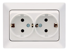 Розетка 2-м скрытой установки с заземлением NE-AD Aras 93-110-85-P 16А 250В (керамика) белый