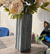 Ваза стеклянная Квадрат Кора h30см, серый глянец