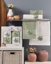 Набор полотенец махровых 4 шт 50х90/2 + 70х140/2 Maria зеленый Merzuka