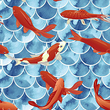 Штора для ванной комнаты 180х180см САНАКС РЫБКИ без колец 01-69