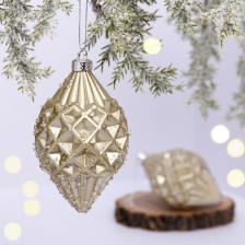 Набор украшений новогодних Ледяная капля 12х6см 2шт шампань