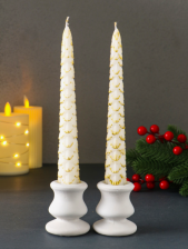 Набор Новогодних свечей Ель 1,9х20см белый/золото 10877584