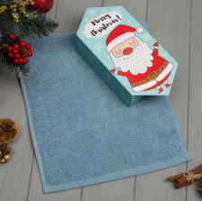Полотенце махровое Этель Merry Christmas Размер: 30х60, Цвет: Голубой