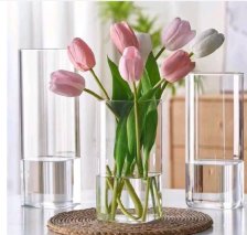 Ваза стеклянная 10х25 см прозрачный