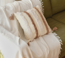 Наволочка декоративная хлопок с кисточками бежевая 45х45 см SL Home