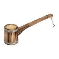 Ковш-черпак 0,3л обожженная липа с горизонтальной ручкой 33335