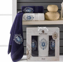 Набор полотенец махровых 3 шт 50х80/2 + 70х130 Boss синий Merzuka