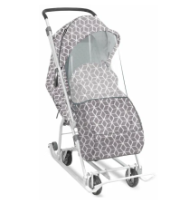 Санки-коляска наши детки 3-1 с ромбиками серый НДТЗ-1К/4