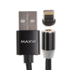 Кабель Maxvi MCm-01L, Lightning - USB, 2 А, 1 м, магнитный, нейлон, подсветка, черный 9549095