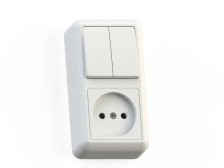 Блок открытой установки выключатель 2-м+розетка без заземляющего контакта БКВР-404